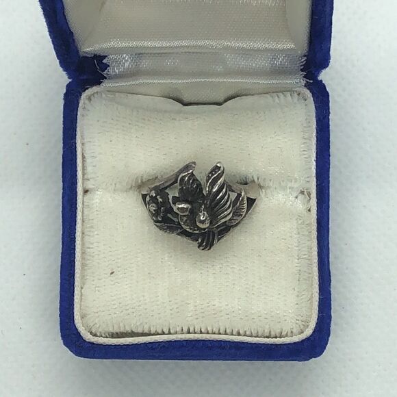 💛 925 Marcasite Dove & Flower Ring - Picture 2 of 4